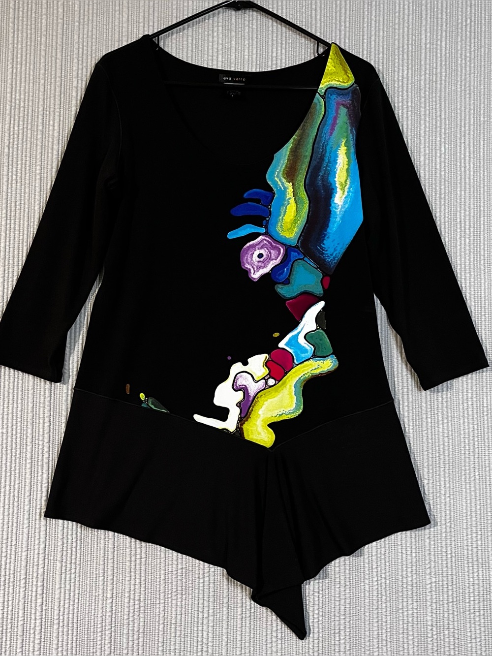 Eva Varro Art to Wear Tunic Top Womens Sz L Handcrafted in USA